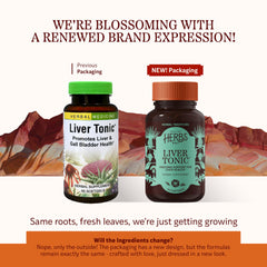 Close-up of Herbs Etc. Liver Tonic bottle label