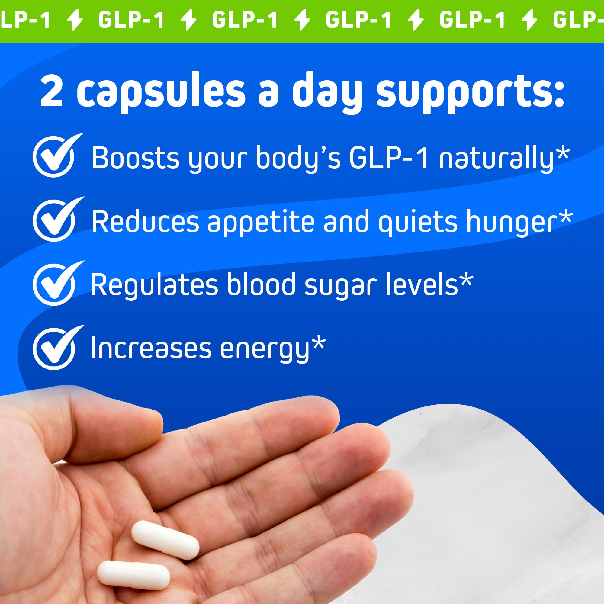 Illustration of appetite support with capsules
