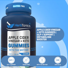 Herbtonics open jar of vegan ACV gummies for convenient daily use