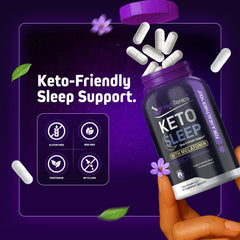 Close-up of bottle highlighting Melatonin 5mg, BHB salts & L-Theanine