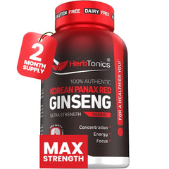 Herbtonics Korean Red Panax Ginseng 1500mg bottle front view