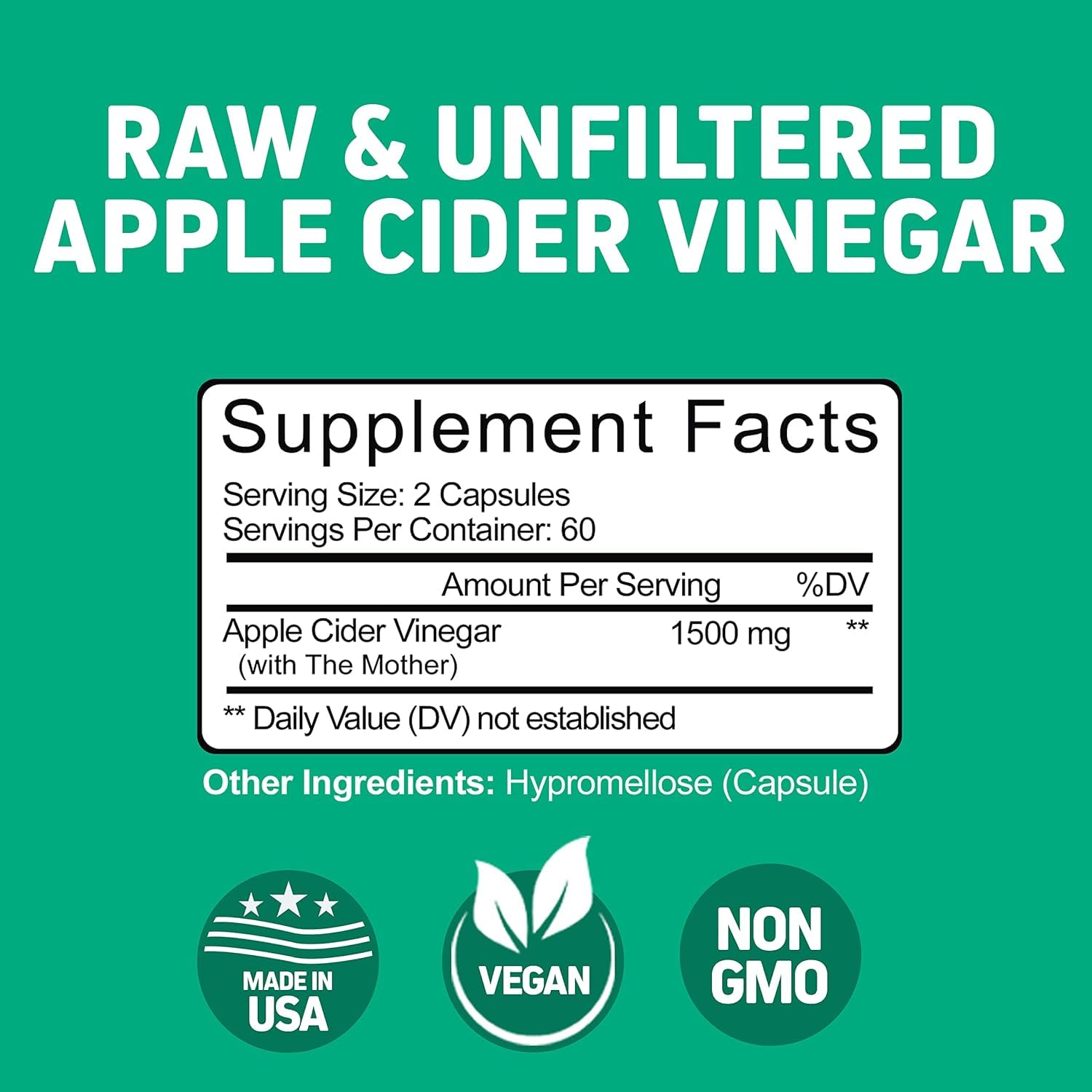 Herbtonics Apple Cider Vinegar capsules on white background