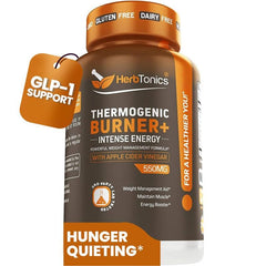 Herbtonics thermogenic burner bottle for an on-the-go lifestyle and calorie awareness.