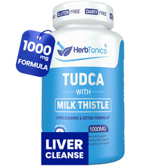 Herbtonics TUDCA 1000mg bottle full for daily liver support.