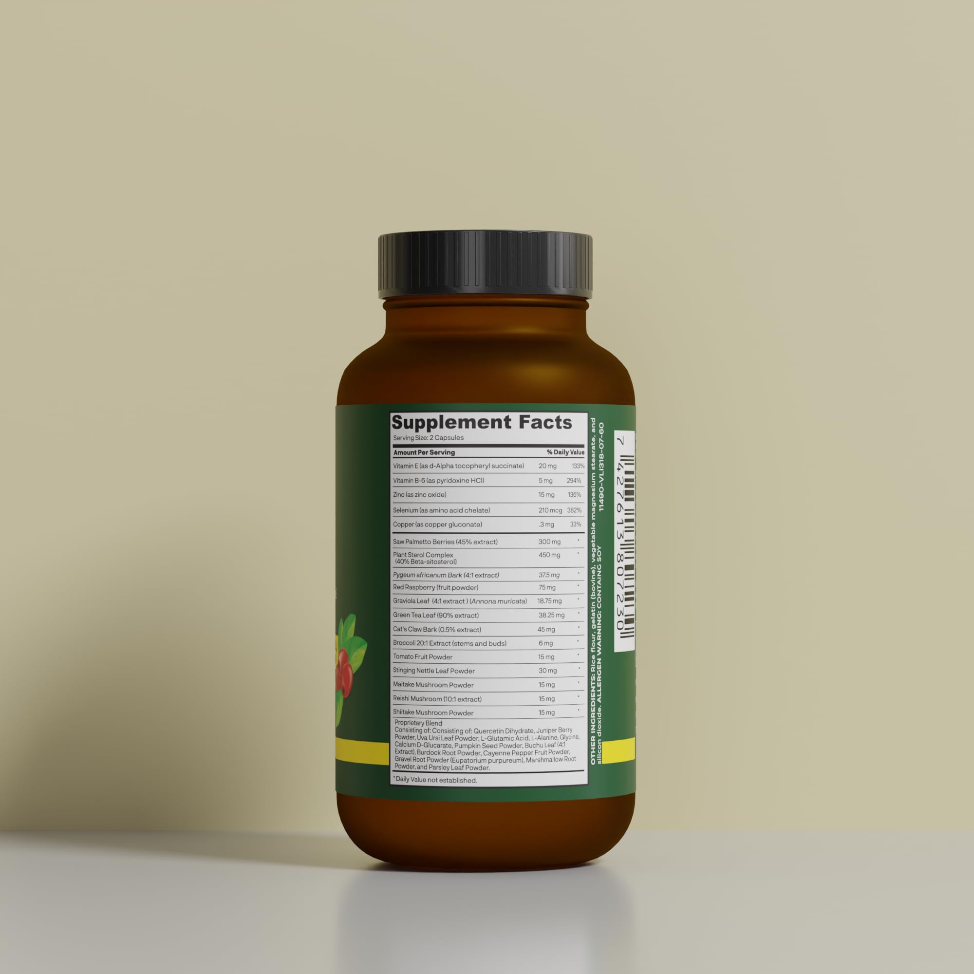 Nettle leaf, pumpkin seed and plant sterols in blend