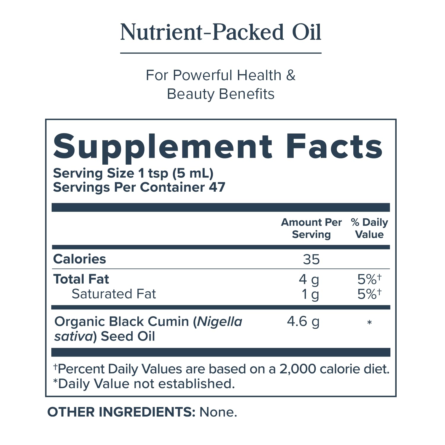 Amber glass bottle of Heritage Store Organic Black Seed Oil