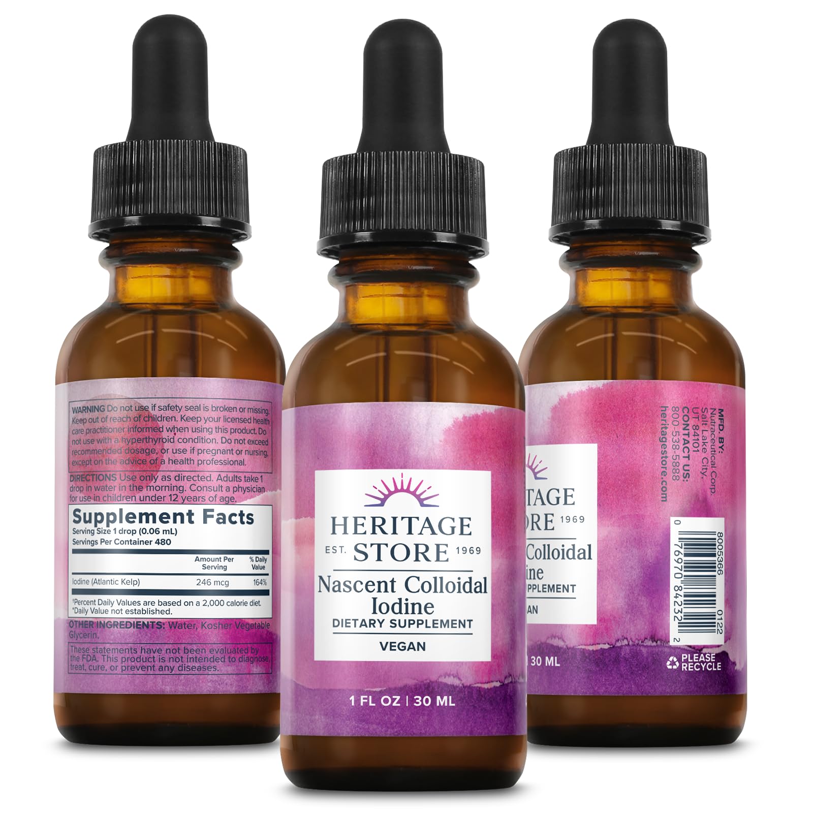 Dropper dispensing nascent iodine drops