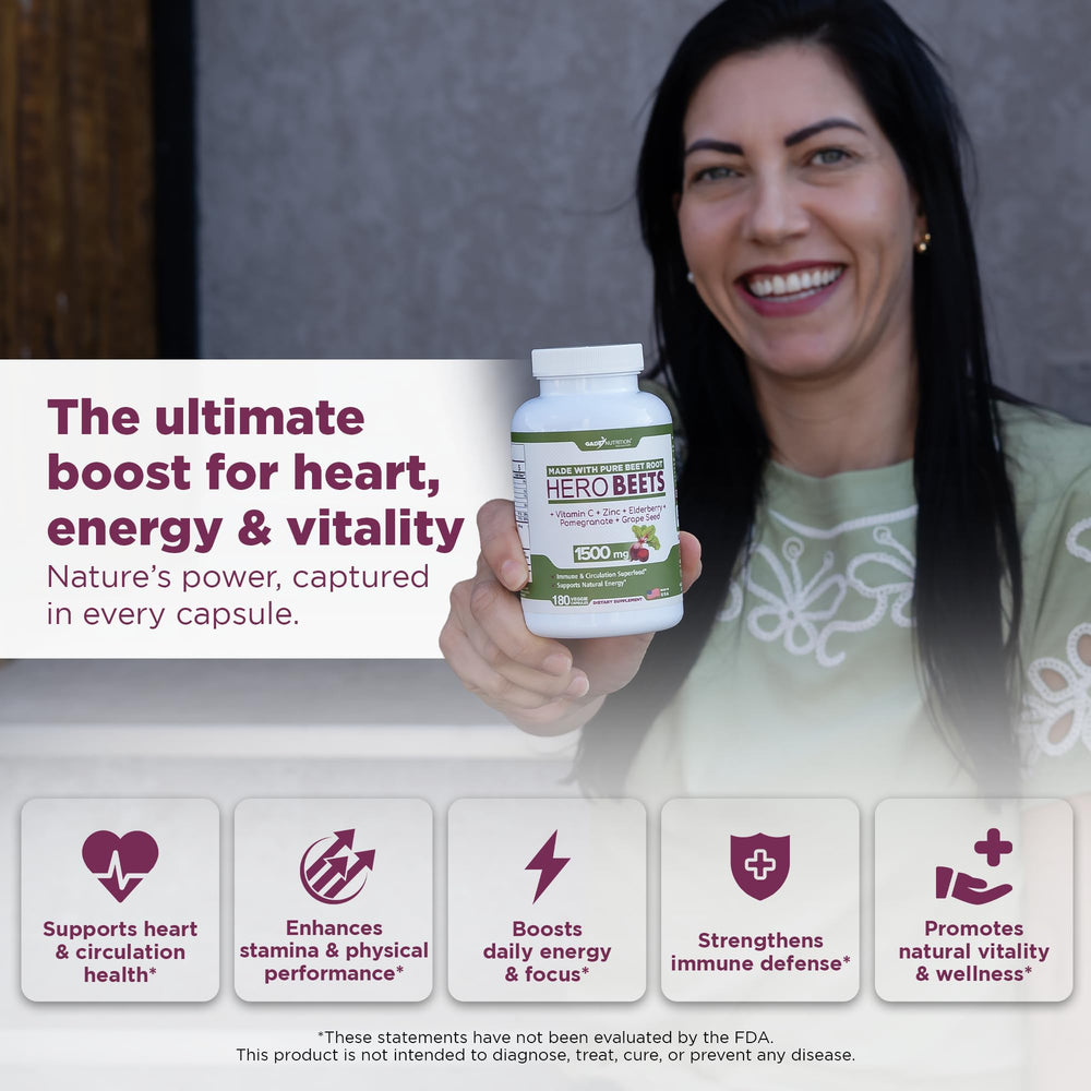 Gade Nutrition Hero Beets bottle back with nutrition facts