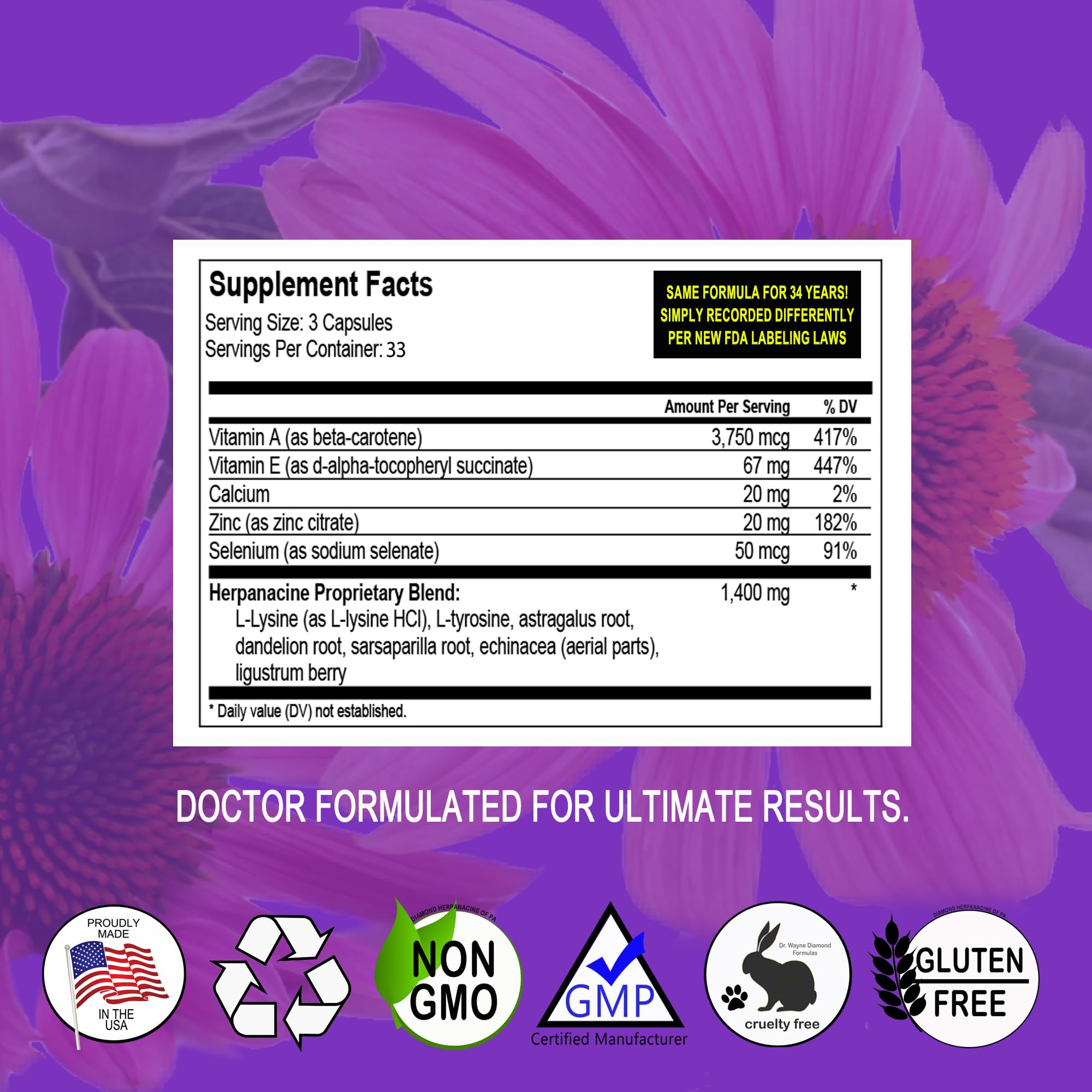 Close-up of Herpanacine Diamond bottle label