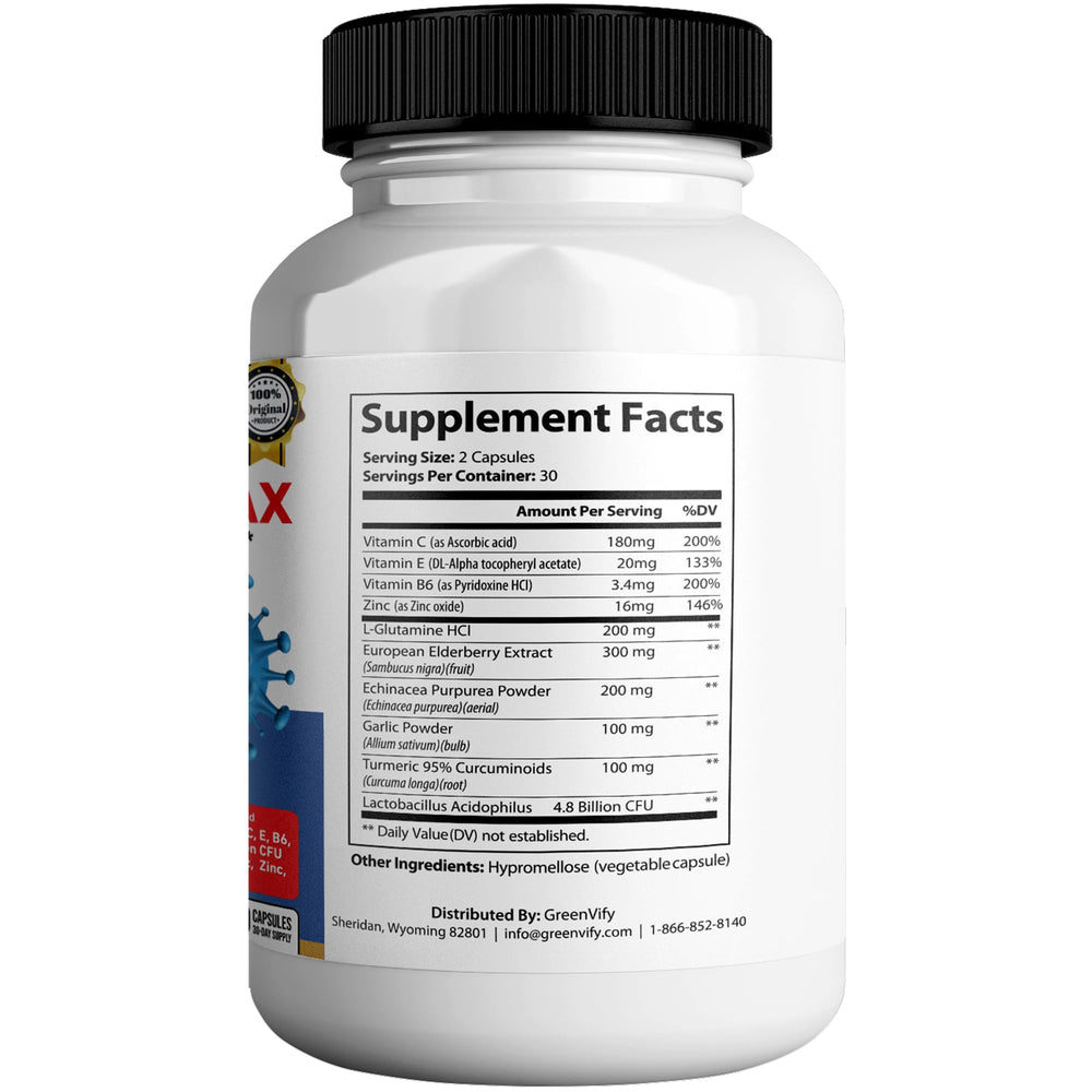 Capsules with vitamins and minerals label