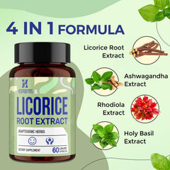 Herbal blend of ashwagandha, rhodiola, and holy basil with licorice root