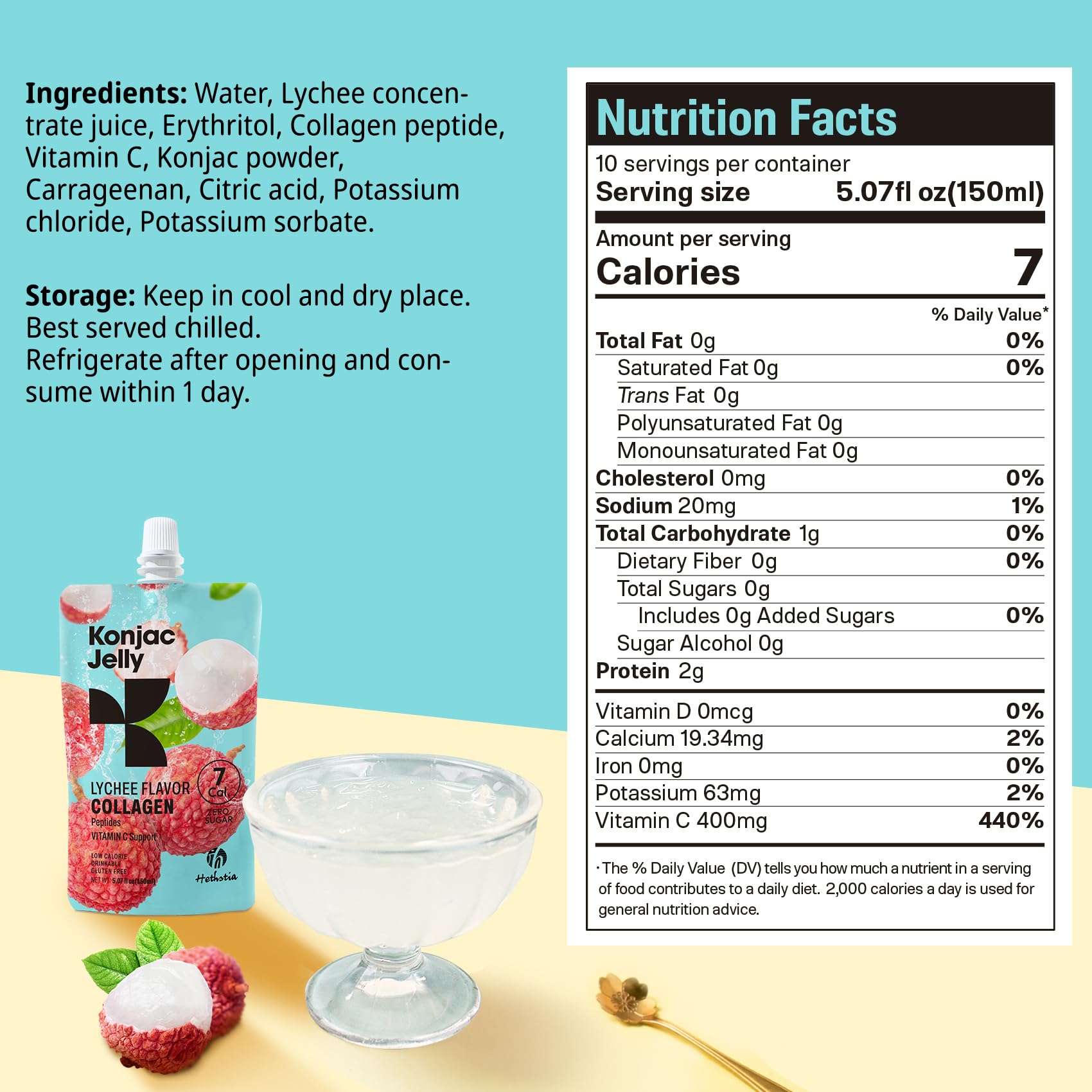 Drinkable lychee jelly being squeezed from a pouch