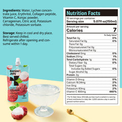 Drinkable lychee jelly being squeezed from a pouch