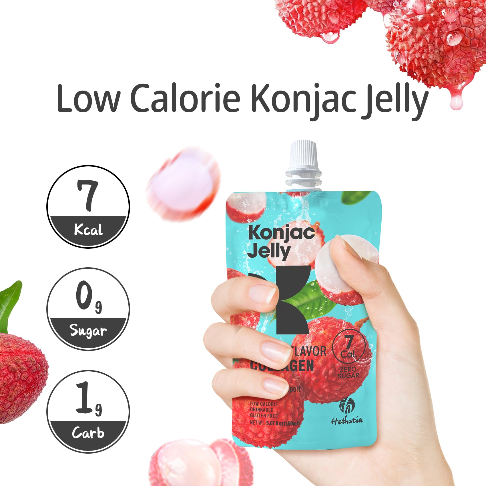 Konjac jelly ingredients with collagen peptides label