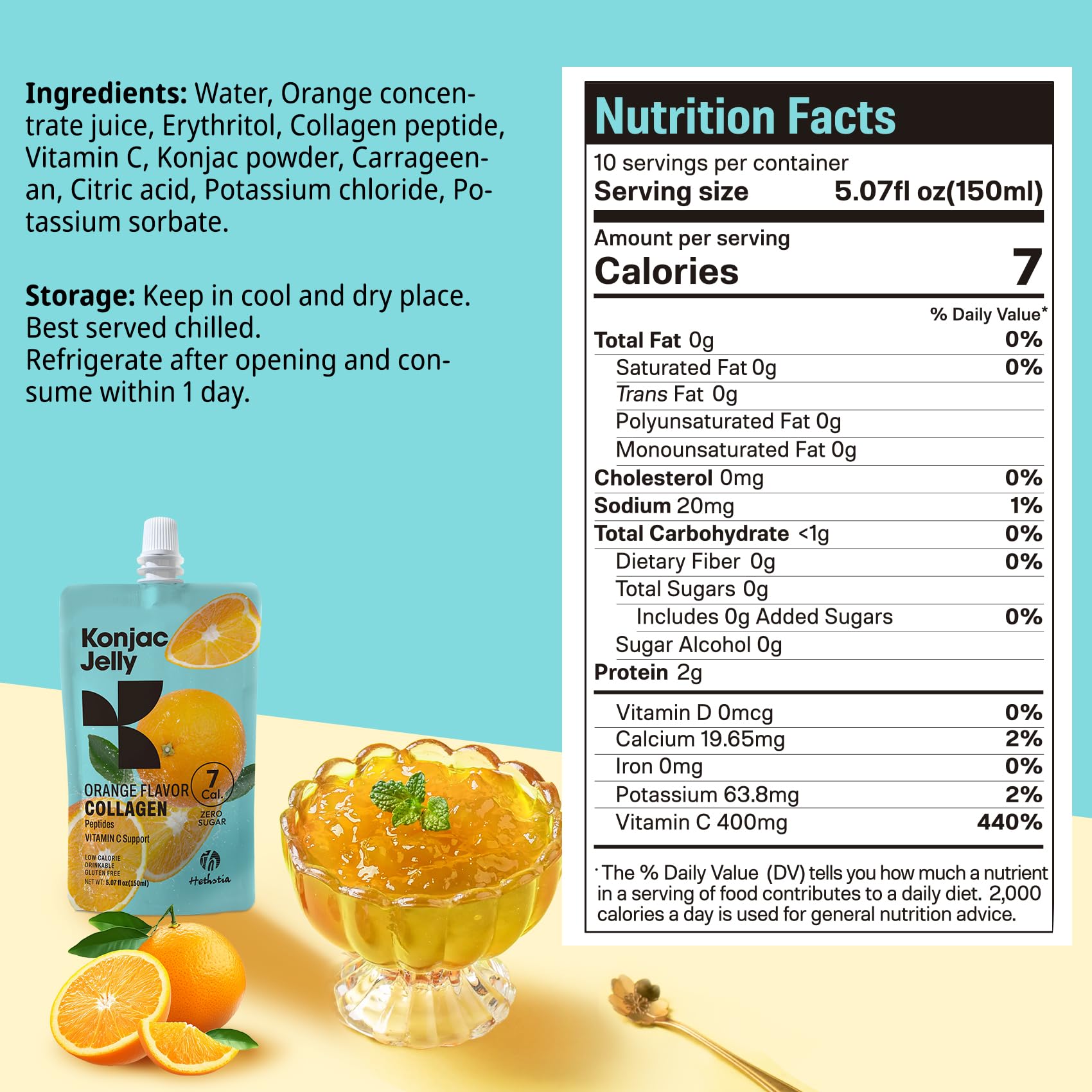 Close-up of orange konjac jelly texture