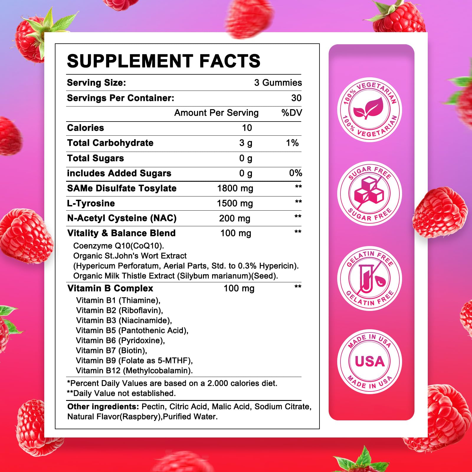 Back view with label of HevChay SAM-e gummies