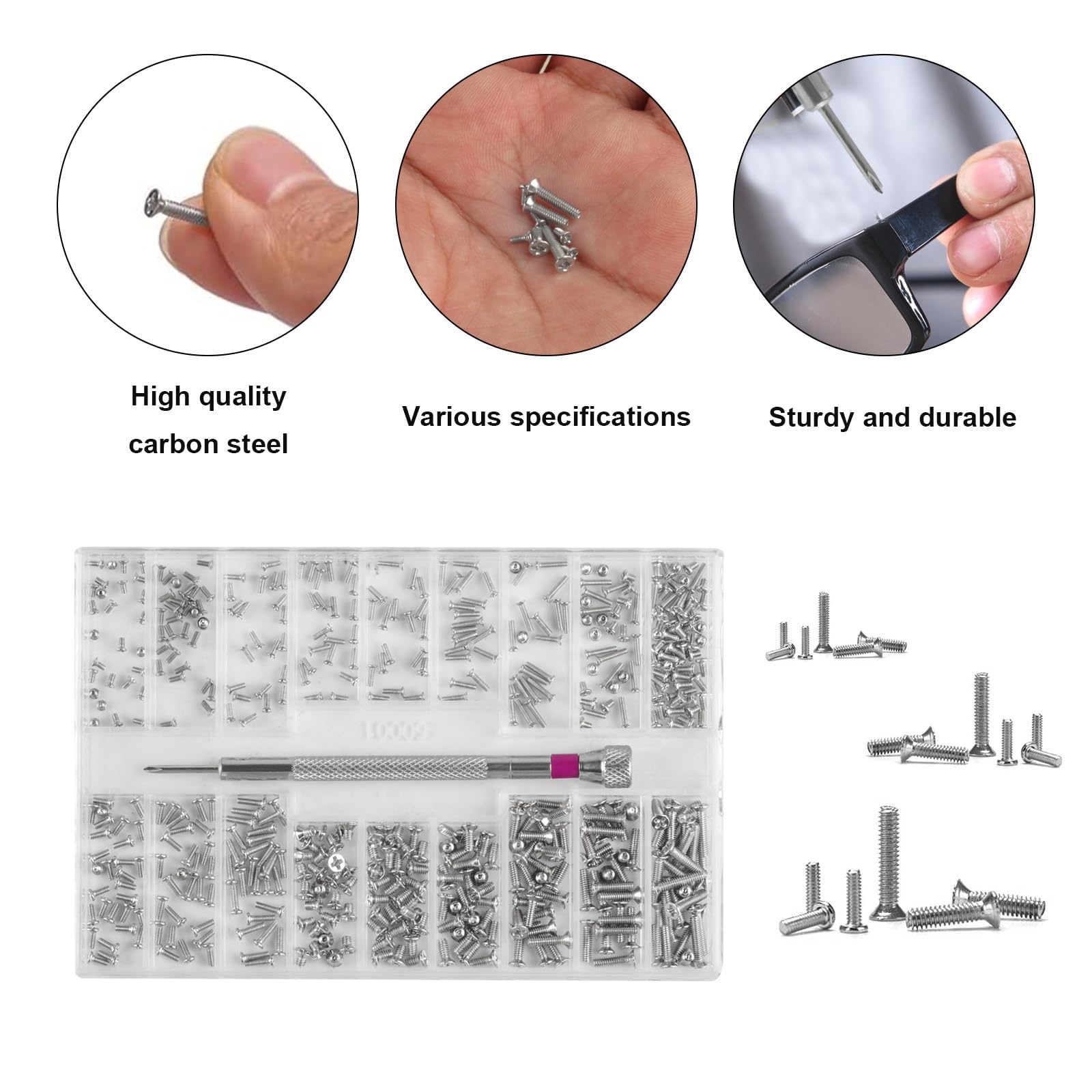 M1.2 x 3.5mm stainless steel micro screw for eyewear