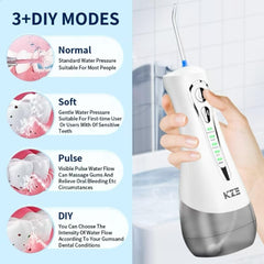 HF-6 flosser showing 320ml BPA-free water tank