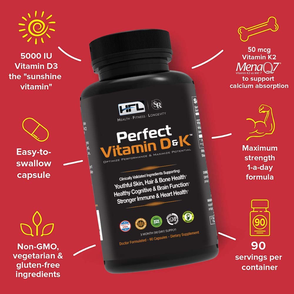 Vegan plant-based Vitamin D3 & K2 bottle with MenaQ7 MK-7