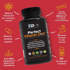 Vegan plant-based Vitamin D3 & K2 bottle with MenaQ7 MK-7