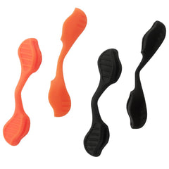 Close-up of orange temple sleeves and silicone nose pads