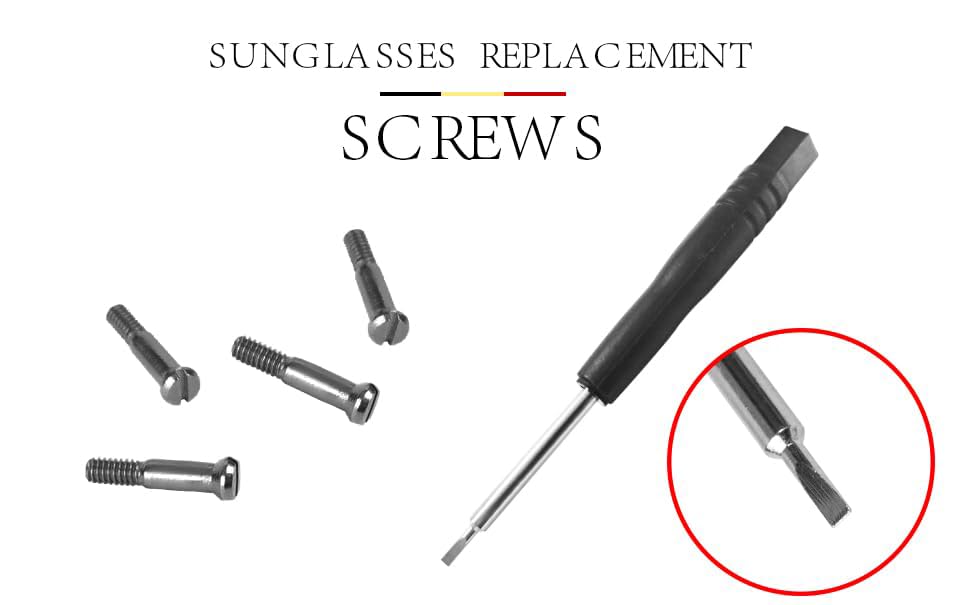 Close-up of replacement screws for Ray-Ban Wayfarer RB2140 and RB4340