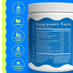 Hi-Lyte electrolytes powder scoop ready to measure a customizable hydration dose.