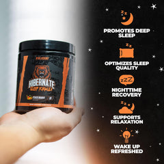 Hibernate Sleep Supplement packaging with peach mango flavor label