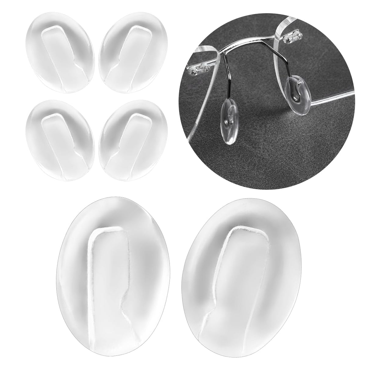 HiCycle2 nose pads for Silhouette rimless glasses – 11x8mm plug-in pads, front view