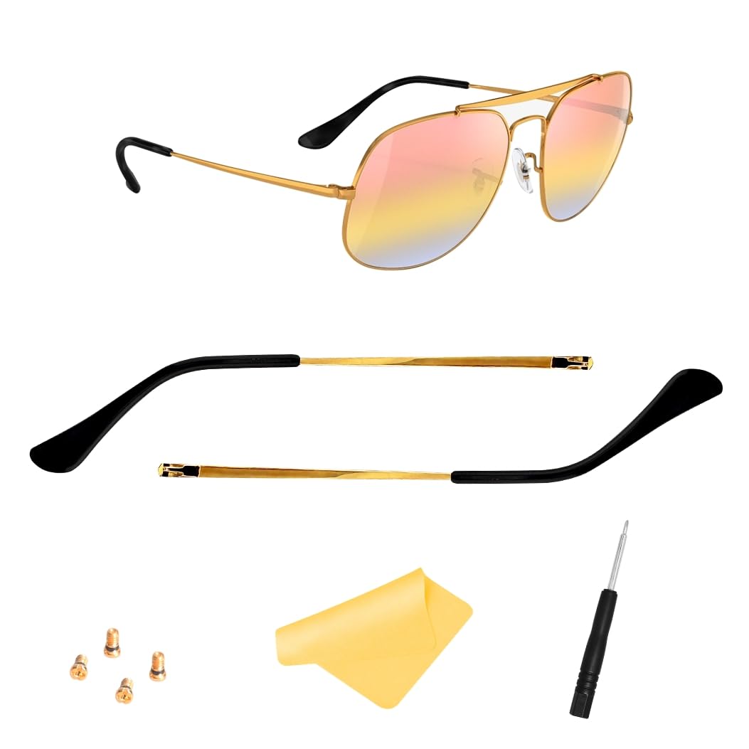HiCycle2 replacement temple arms in gold and black for Ray-Ban RB3561 RB6448 RB3648 RB7140 sunglasses