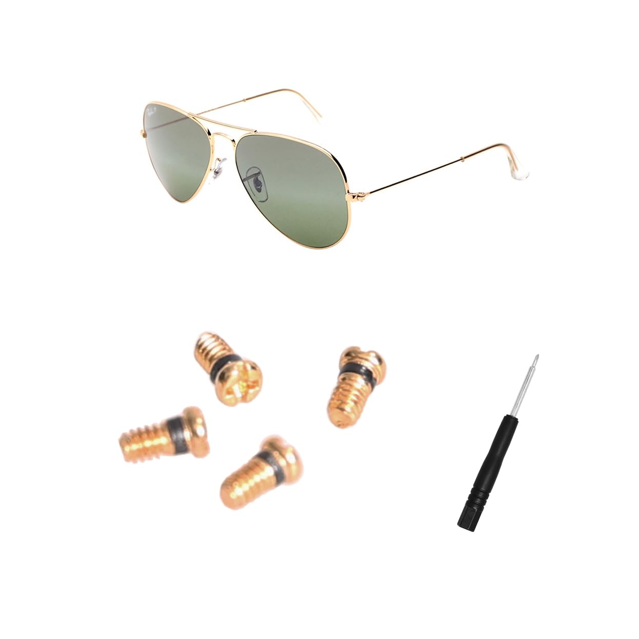 Gold replacement screws for Ray-Ban Aviator RB3025/RB3447 – angle view 1