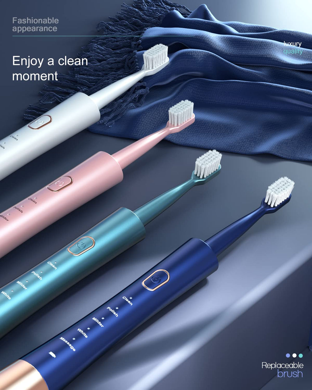 Hidden USB charging cable integrated into the toothbrush base