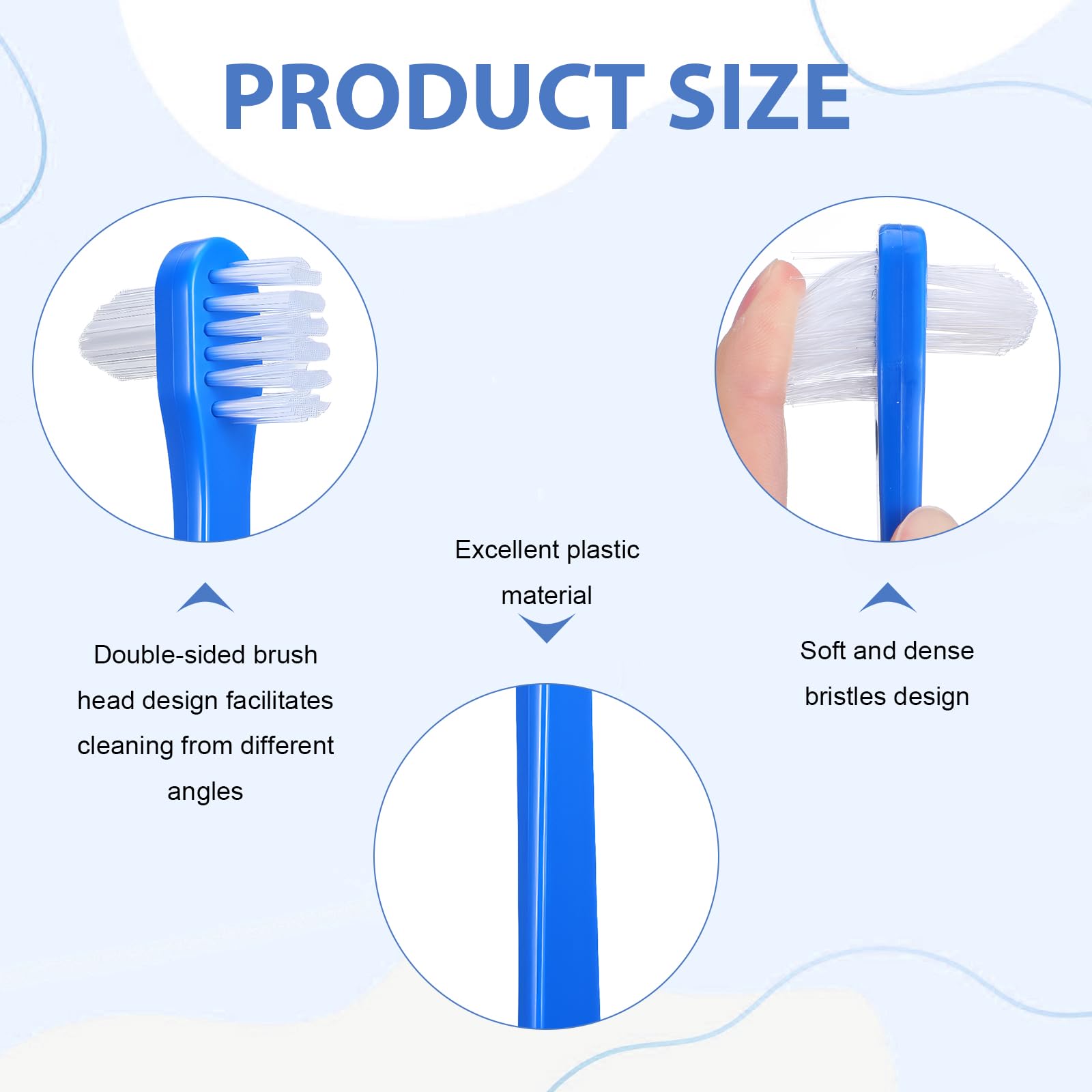 Side view of the denture brush handle in blue