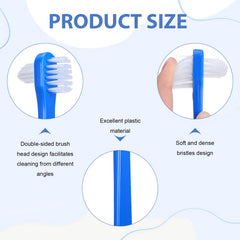 Side view of the denture brush handle in blue