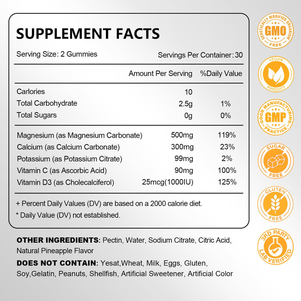 High-absorption magnesium gummies 500mg close-up bottle