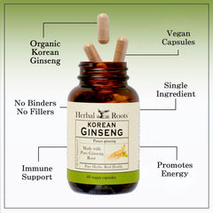 Close-up of energy and focus label on ginseng product