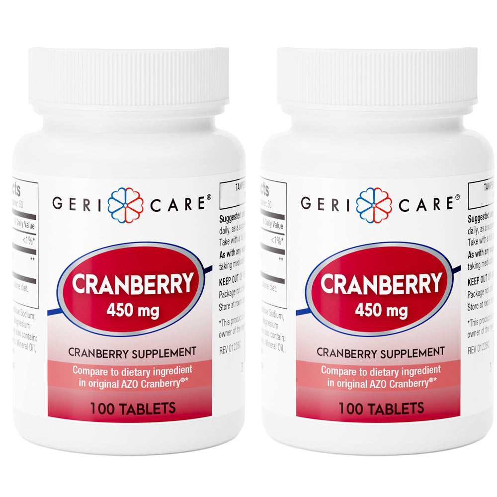 Two 100-count bottles of high-potency cranberry supplement (2-pack) totaling 200 tablets