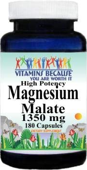 High Potency Magnesium Malate 1350 mg per capsule bottle