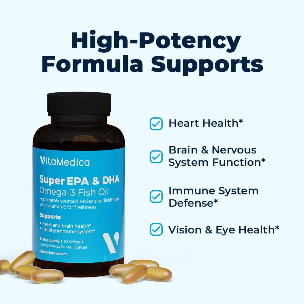 Bottle of high-potency omega-3 fish oil capsules