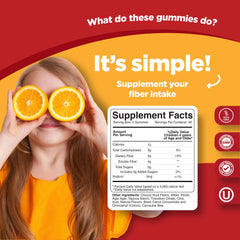 Gummy vitamins for kids showing 4g fiber per serving