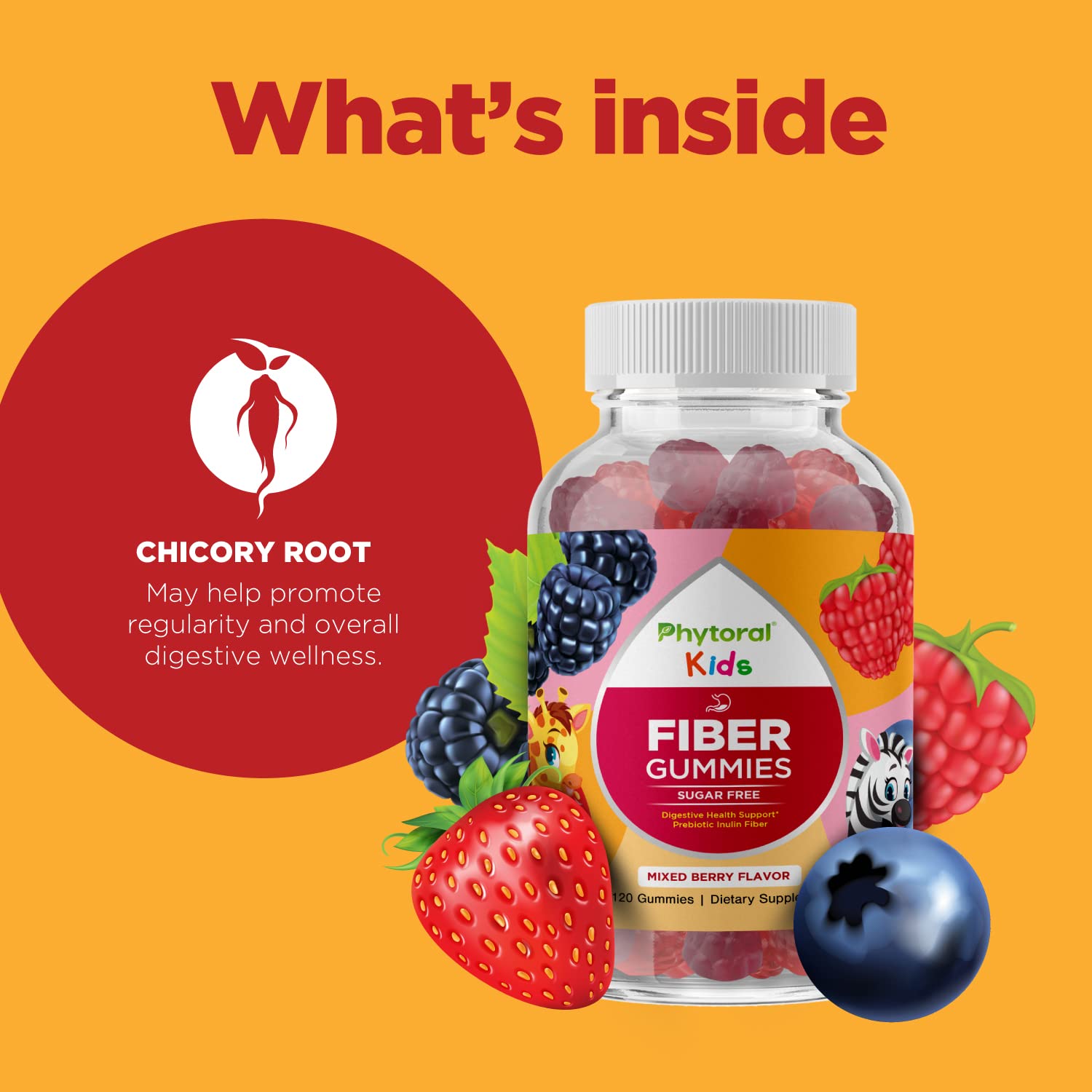 Packaging highlighting digestive health and immune support