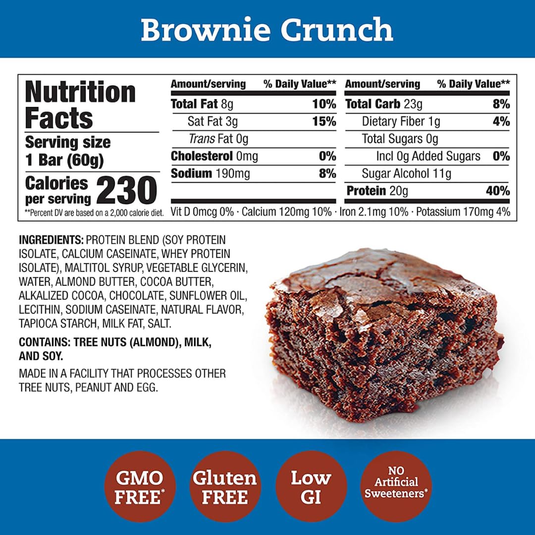 High Protein Bars brownie crunch bar closeup showing rich flavor and texture