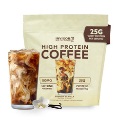 Front view of High Protein Coffee Powder with French Vanilla flavor