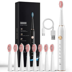 High vibration 38000 VPM sonic toothbrush in white