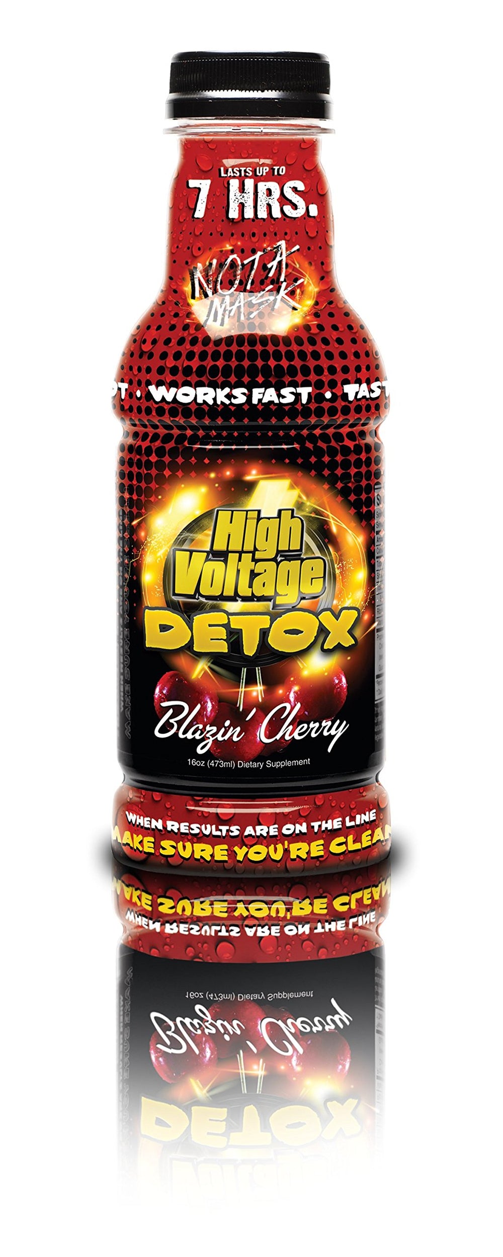 High Voltage Detox Blazin' Cherry pour demonstrates quick-use, refreshing beverage.