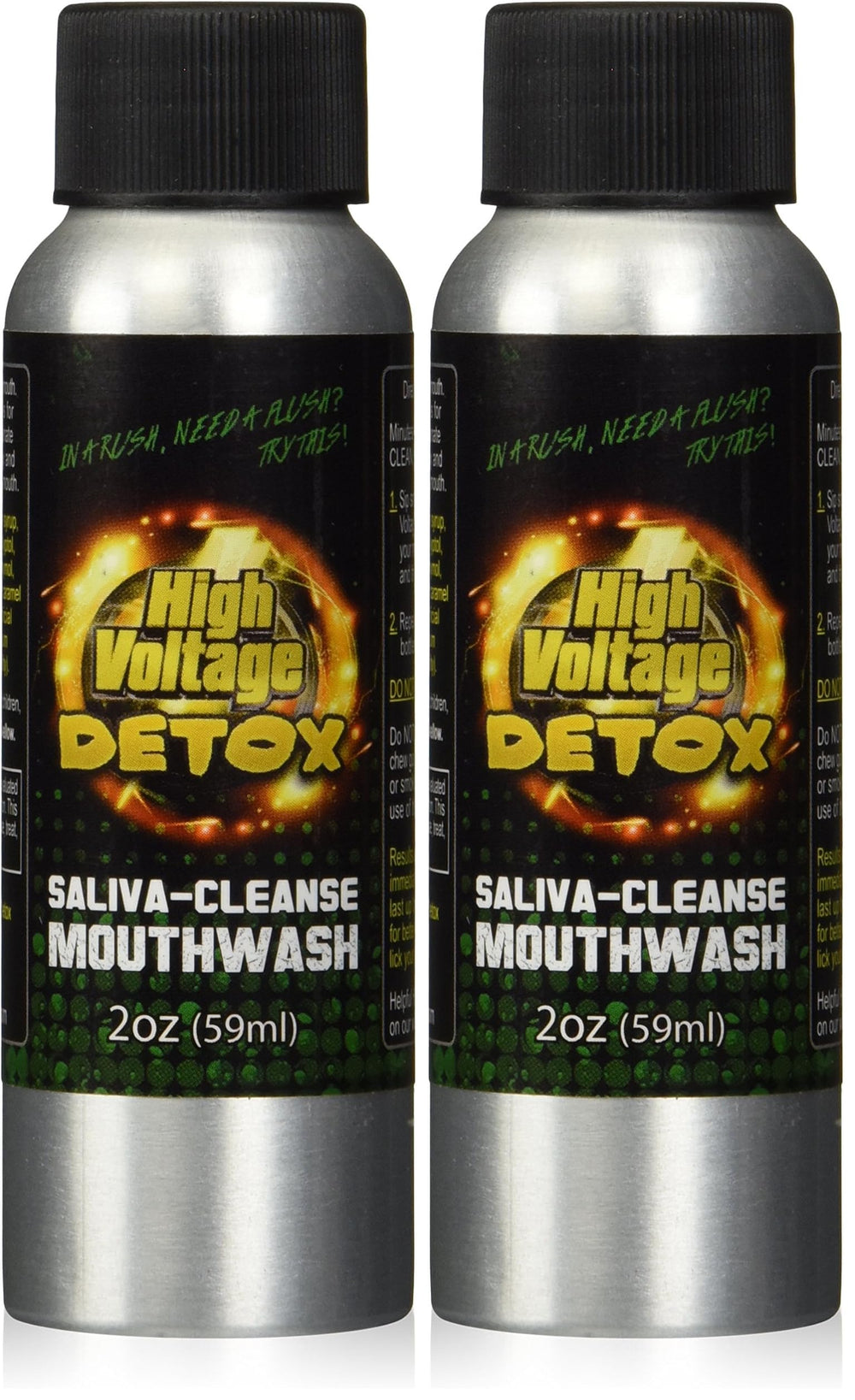 High Voltage Saliva Cleanse Detox Mouthwash bottle, 2 oz, pack of 2