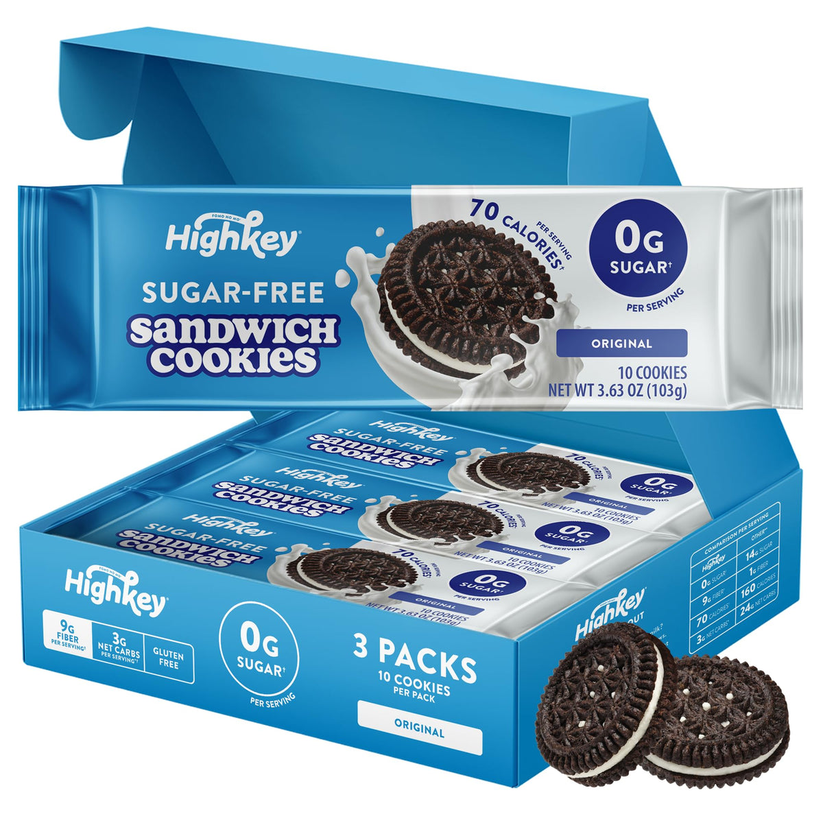 HighKey Sugar Free Sandwich Cookies front view