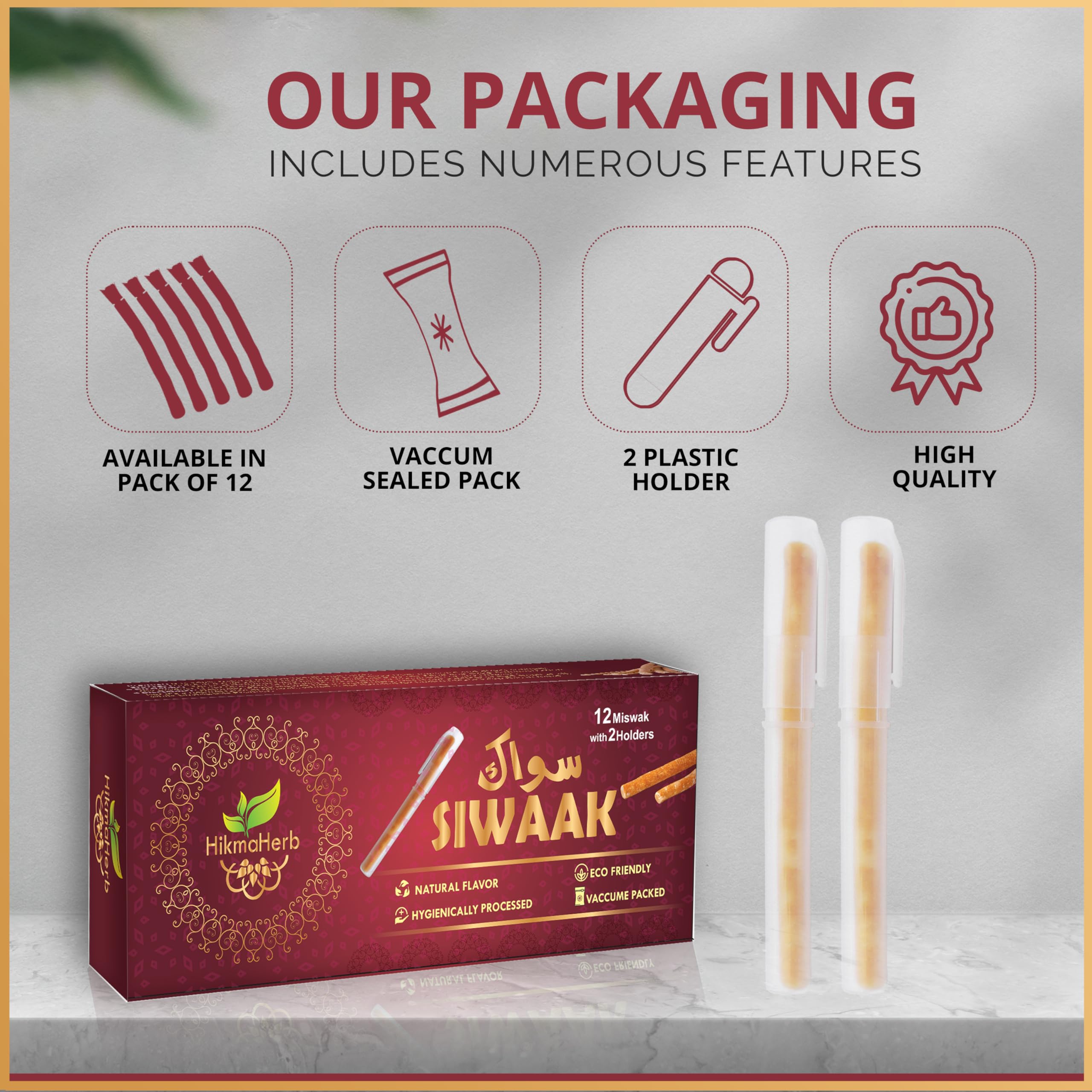 Miswak sticks showing natural texture and color