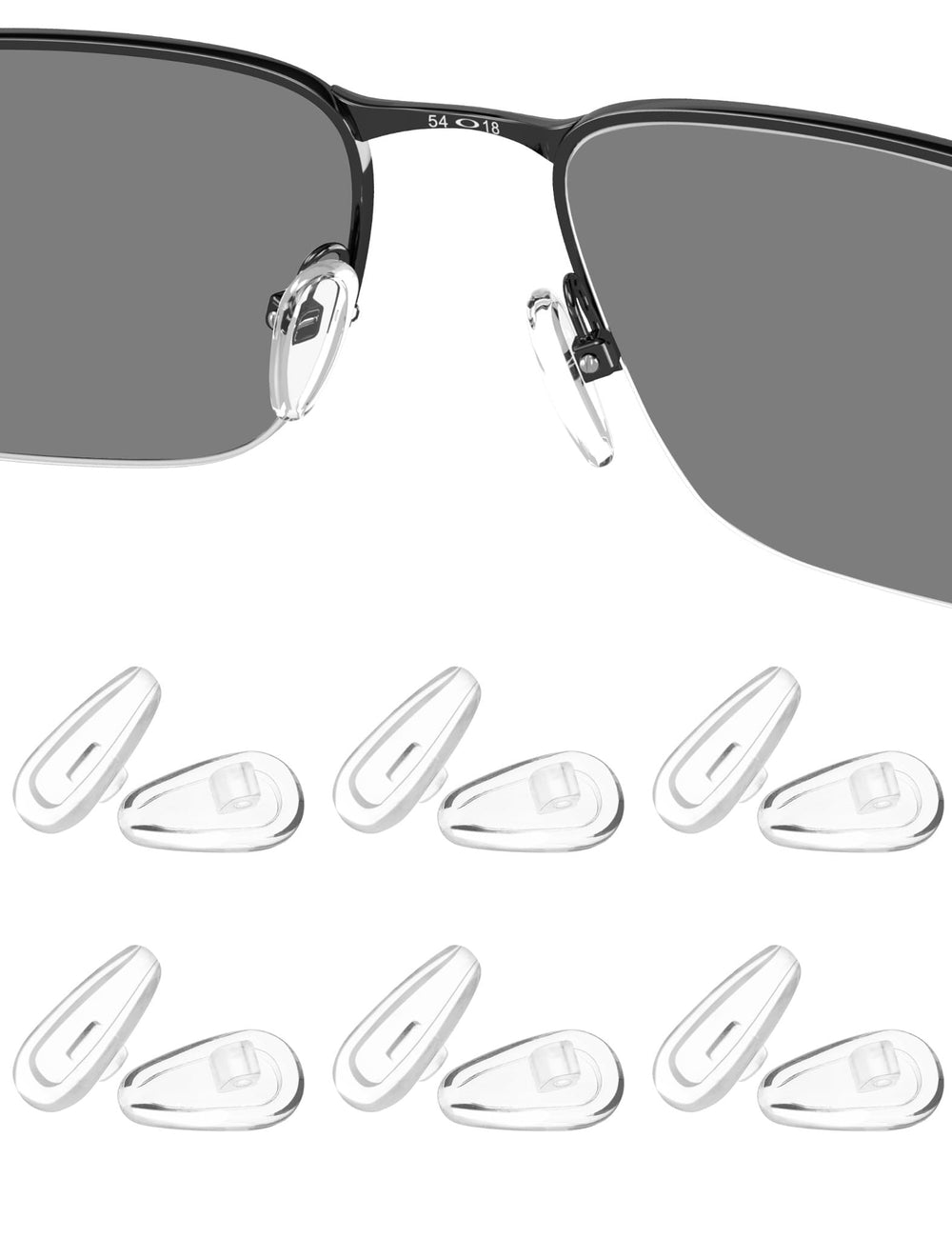 HILEEN 6-pack silicone nose pads compatible with Oakley models including OX5152, OX3232, OX5148, OX5132, and OX5100
