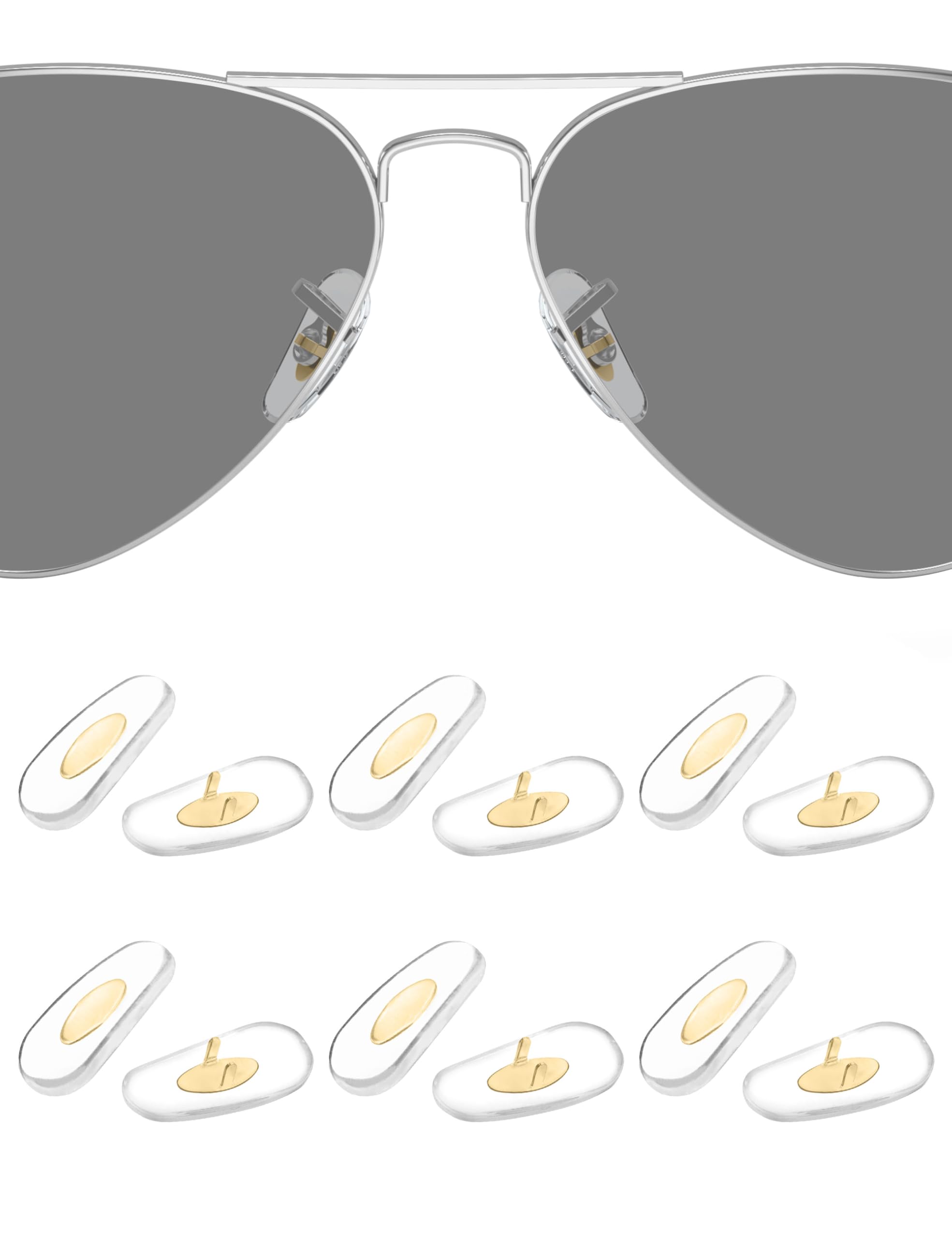 HILEEN 16x8mm silicone Ray-Ban Aviator nose pad close-up, gold color